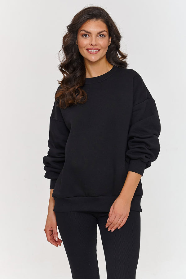 Komplet dresowy z bluzą i legginsami czarny A1