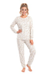 Adore Long - imprimeu integral - imprimeu cu inimioare pe bumbac crem, mărimi 36/S–44/XXL