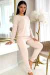 Pijama bumbac cu mânecă lungă „Home long” — bej — DONNA, fabricat în UE