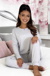 Pijama bumbac cu mânecă lungă „Home long” — gri — DONNA, fabricat în UE