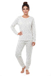 Love Long - imprimeu integral - imprimeu cu inimioare pe bumbac alb-ecru, mărimi 36/S–44/XXL