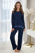 Pijama viscoză cu dantelă „Ramona long” — bleumarin — DONNA