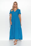 Sukienka maxi z dekoltem w serek blue jeans M549