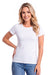 Tricou damă 107 din bumbac, alb, cu mânecă scurtă, văzut din față
