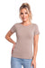 Tricou damă 107 din bumbac, cappuccino, cu mânecă scurtă, văzut din față