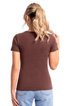 Tricou damă 107 din bumbac, maro, cu mânecă scurtă, văzut din spate