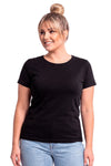 Tricou damă 107 din bumbac, negru, cu mânecă scurtă, văzut din față, mărime mare