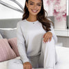 Pijama damă din bumbac gri cu striații, colecția Home DONNA