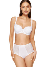 Sutien buretat din dantelă lucioasă și tulle elastic, alb - GORTEKS Elise