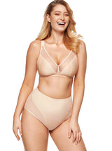 Sutien soft fără sârmă pentru bust mare din tulle fin, bej - GORTEKS Zara