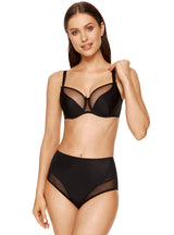 Sutien soft din jerseu și tulle fin, negru - GORTEKS Zara