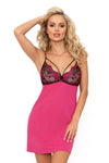 Cămașă de noapte damă, viscoză fină și dantelă fucsia – CANDY II