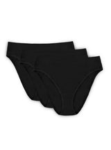 Set 3 chiloți, bumbac natural, talie înaltă și croială clasică, negru - GORTEKS Klara