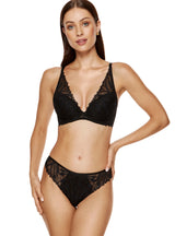 Sutien push-up din dantelă cu spumă subțire și detalii fine, negru – GORTEKS Eclipse