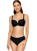 Sutien căptușit din jerseu fin cu detalii feminine, negru - GORTEKS Anna