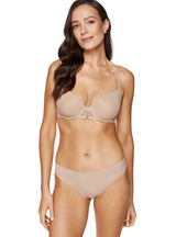 Sutien căptușit cu cupe netede și detalii aurii, bej - GORTEKS Carolina