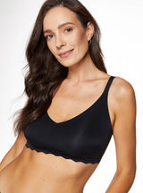 Bustieră fără balene cu bureți detașabili și bretele late, negru - GORTEKS Ally