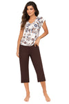 Pijama damă din viscoză, cu pantaloni 3/4, cu imprimeu floral, model NAOMI