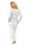 Pijama damă, viscoză, imprimeu buline, gri - MAYA LONG