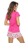 Pijama damă, bumbac, pantaloni scurți, fucsia - CHERRY FUCHSIA