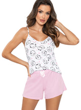 Pijama damă, bumbac, imprimeu oițe, bretele subțiri - SHEEP TOP