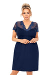 Koszula nocna damska z koronką - Livia plus size granatowa