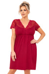 Cămașă de noapte plus size din viscoză „Livia”, culoare bordo, cu dantelă