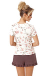 Pijama damă, viscoză, spate scurt cu volane, roz - AMARIS SHORT
