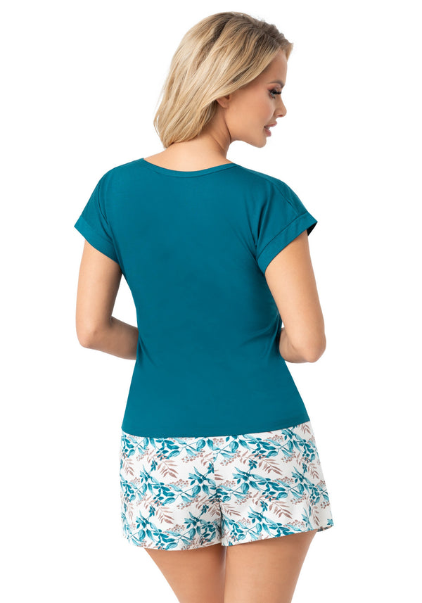 Pijama damă, viscoză, set 2 piese, pantaloni scurți cu imprimeu floral - IRMINA