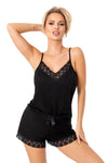 Piżama damska seksowna na ramiączkach - Niki czarna
