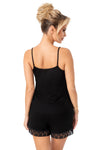 Pijama damă, viscoză, dantelă decorativă, negru - NIKI
