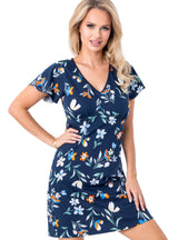 Cămașă de noapte, bumbac natural, imprimeu floral - CAROLINE