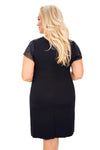 Cămașă de noapte plus size din viscoză „Silvana”, culoare negru, dantelă