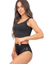 Chilot damă, viscoză cu dantelă, talie înaltă, negru - ADRIANA 235