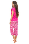 Pijama damă, bumbac, pantaloni 3/4, fucsia - ZEBRA 3/4