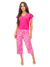Pijama damă, bumbac, pantaloni 3/4, fucsia - ZEBRA 3/4