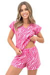 Pijama damă, bumbac, pantaloni scurți, fucsia - ZEBRA Short