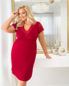 Cămașă de noapte damă plus size din viscoză cu dantelă, model SONIA, culoare bordo