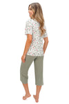 Pijama damă din viscoză, cu pantaloni 3/4, cu imprimeu floral, model MELISA