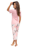 Pijama damă din viscoză, cu pantaloni 3/4, cu imprimeu floral, model EVITA