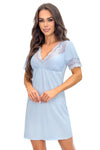Cămașă de noapte damă din viscoză, cu dantelă, model LINDA, culoare bleu