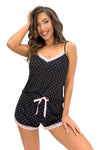 Pijama damă din viscoză, cu pantaloni scurți, cu buline, model PATI