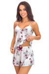 Pijama damă JULIA din satin — model 1/2 cu imprimeu floral
