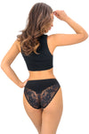 Chilot damă, clasic, bumbac cu dantelă, negru - DONNA 264