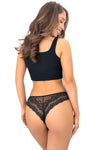 Chilot damă, tip brazilian, bumbac cu dantelă, negru - DONNA 270