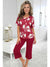 Pijama damă BRIGITTE 3/4 din viscoză bordo cu imprimeu floral