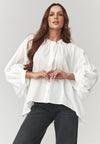 Cămașă damă oversize, bumbac lejer cu mâneci bufante, albă – C24 Andrada