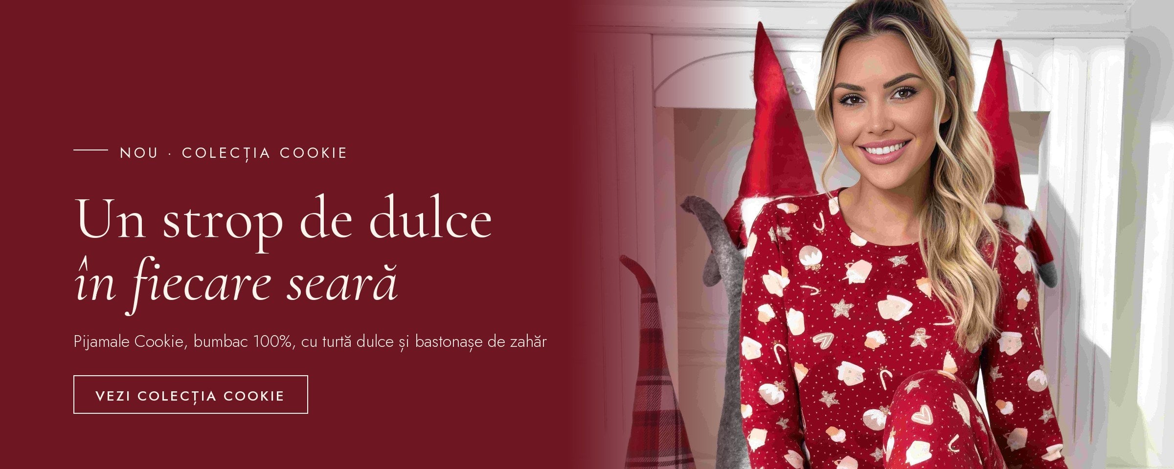 Pijama Cookie din bumbac cu imprimeu turtă dulce, colecția Toamnă 2026 DONNA