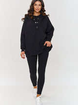 Compleu damă, urban luxury din 3 piese, bluza, top și colanți, negru - IRIS A8