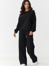 Compleu damă, bumbac, pantaloni oversize, negru - AMELIA M890